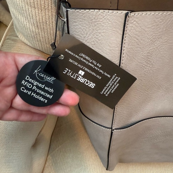 NWT K. Carroll Vegan Shoulder Bag in Grey with Silver Hardware - Picture 9 of 10